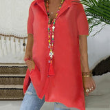 Plus size Short Sleeve Solid Color Blouse