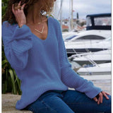 Casual V Neck Long Sleeve Loose Blouse
