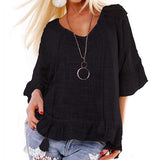 Casual Loose Solid Color Blouse