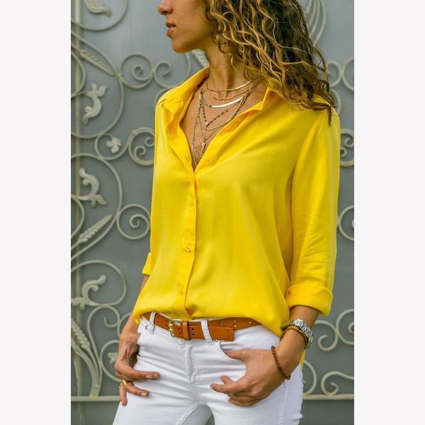 Women Solid Color Sexy Deep V-neck Loose Blouses