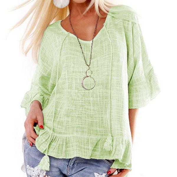 Casual Loose Solid Color Blouse