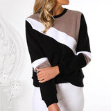 Women's Round Neck Patchwork Sweatshirt