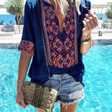 Bohemian Printed V Neck Blouse