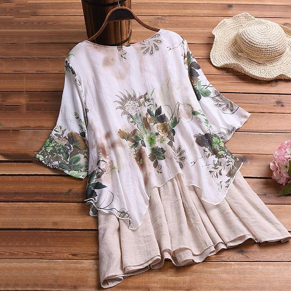 Elegant Vintage Irregular Printed Dress