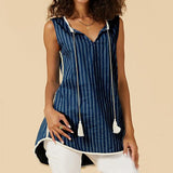 Casual Women Striped V-Neck Blouse