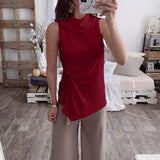 Casual Solid Color Sleeveless Blouse