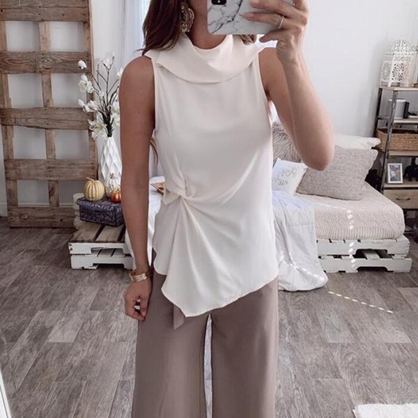 Casual Solid Color Sleeveless Blouse