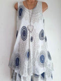 Printed Double Dress Dress Sleeveless Dress