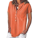 Plus Size Solid Color V Neck Blouse