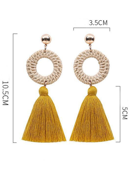 Raffia National Knitting Earrings