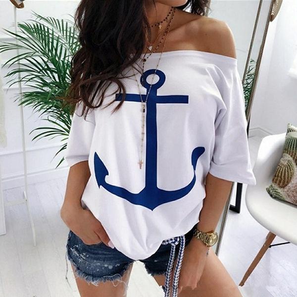 Plus Size Printed Off-The-Shoulder Blouse