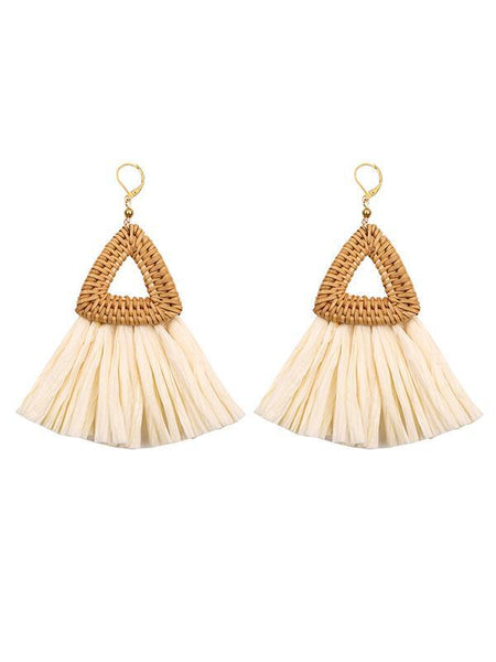 Raffia National Knitting Earrings