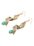 Bohemia Turquoise Leaf Earrings Accessories