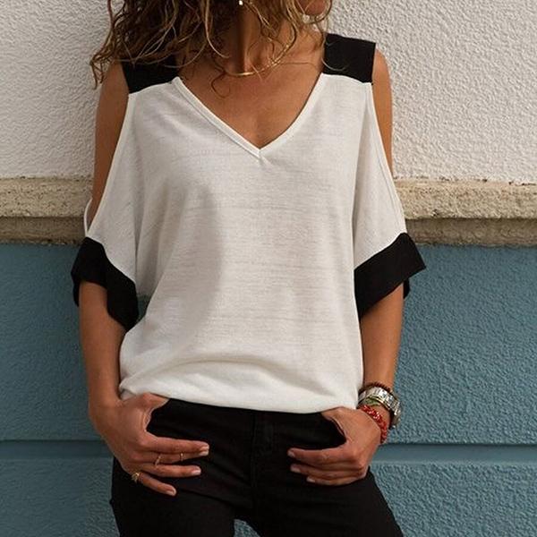 Loose Strapless Stitching Color Loose Blouse