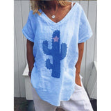 Summer Plus Size Cactus Printed T-Shirt