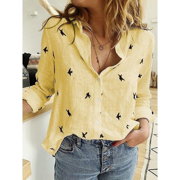 Women's V-neck Animal Print Casual Button Blouses