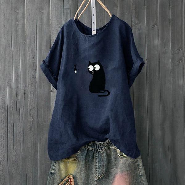 Daily Casual Lovely Cat Printed Blouse