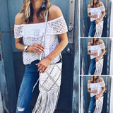 Women Off-Shoulder Hollowed-out Tops