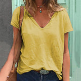 Solid Color V Neck Loose Blouse