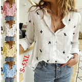 Women's V-neck Animal Print Casual Button Blouses