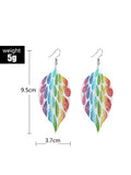 Colorful Printed Hollow Leaf Earrings Accessories