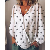 Casual Polka Dot V Neck Blouse