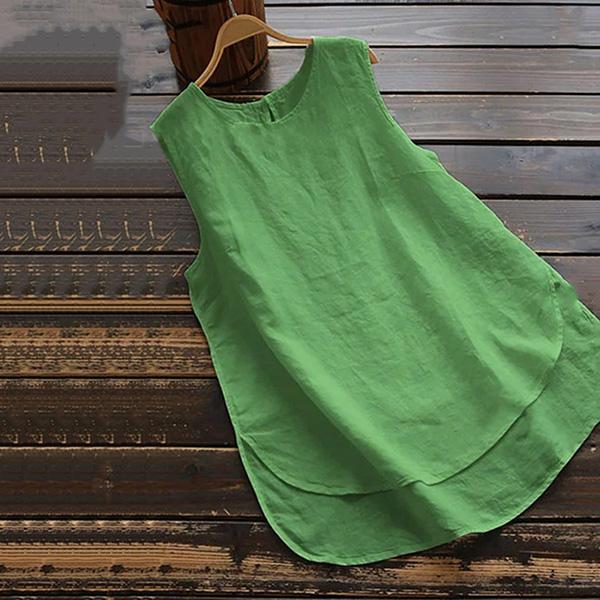 Simple Solid Color Sleeveless Blouse