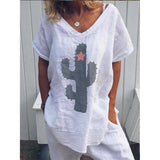 Summer Plus Size Cactus Printed T-Shirt