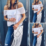 Women Off-Shoulder Hollowed-out Tops