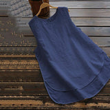 Simple Solid Color Sleeveless Blouse