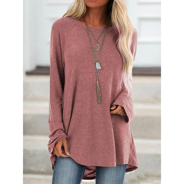 Casual Long Sleeve Round Neck Blouse