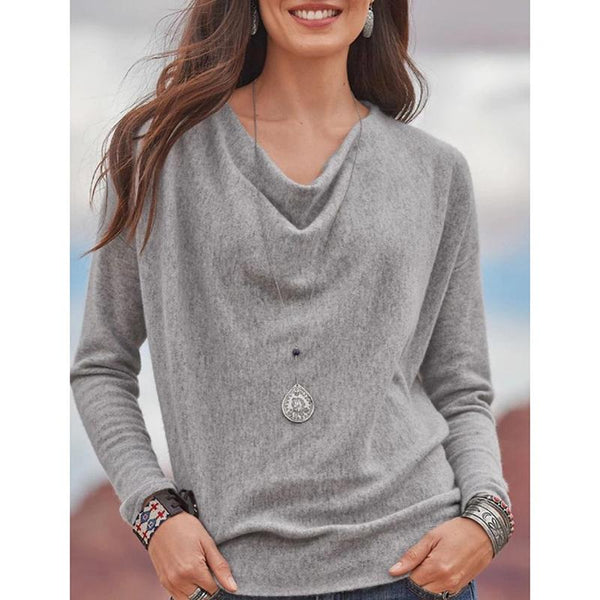 Casual Round Neck Solid Color Blouses