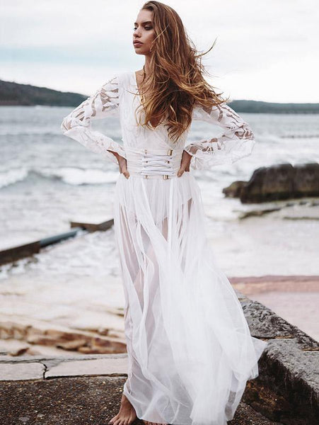 Flared Sleeves See-through Maxi Dress – ebuytrends