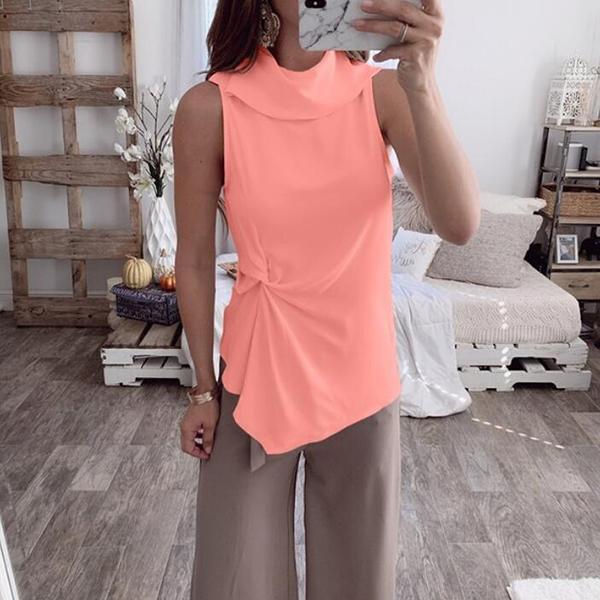 Casual Solid Color Sleeveless Blouse