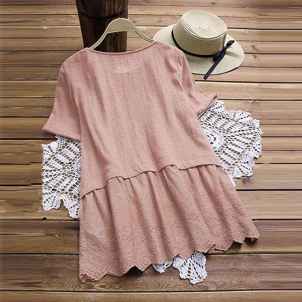 Casual Ruffle Hem Loose Blouse