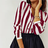 2022New Blouse Women Casual Striped Top Shirts Blouses Female Loose Blusas Autumn Fall Casual Ladies Office Blouses Top Sexy