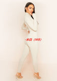 Streetwear White Knitted Sexy Bodycon Lucky Label Jumpsuit Women Overall 2022 Long Sleeve Skinny Rompers Womens Jumpsuit Female