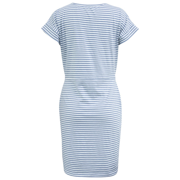 Women's Summer Striped Short Sleeve T Shirt Dress Casual Tie Waist with Pockets Cotton Causal Dress