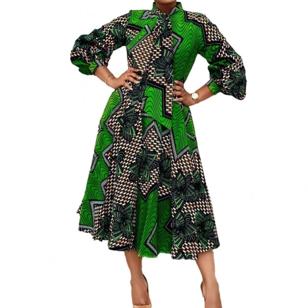Polyester African Dresses For Women New Fashion Autumn Winter Dashiki Africa Style Print Rich Bazin Dashiki Maxi  Dress