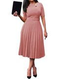 African Style Women Casual Belted Pleated Dress Elegant Chic Office Lady A-Line High Waist Dress 2022 Fashion Dress