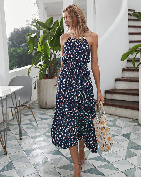 Women Fashion Casual Prom Elegant Summer Polka Dot Holiday Style Off The Shoulder Maxi Dresses