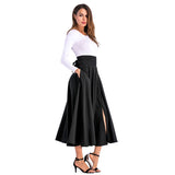 Women Palazzo Pants Causal Ruffle Drawstring Trouser Elegant High Waist Irregular Loose Pure Color Autumn Female Pant Skirt