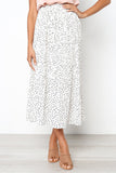 Floral Print Pleated Women Elastic High Waist Side Pockets Midi Skirt