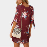 Women Summer Dress Boho Style Floral Print Chiffon Mini Dress