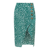 Women High Waist Split Skirts Leopard Dot