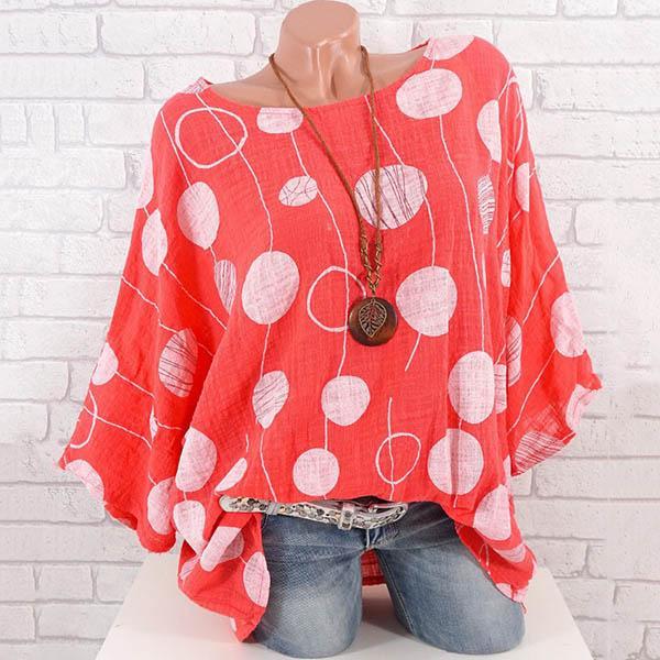 Plus Size Casual Loose Dot Blouse