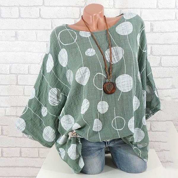 Plus Size Casual Loose Dot Blouse