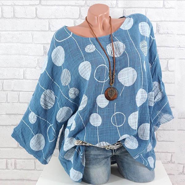 Plus Size Casual Loose Dot Blouse