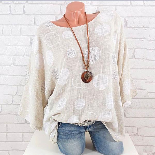 Plus Size Casual Loose Dot Blouse